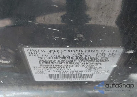 2016 Nissan Versa 1.6 S/1.6 S+/1.6 Sl/1.6 Sv из США, поврежденный, VIN 3N1CN7AP0GL841321